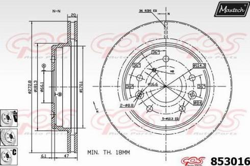 Maxtech 853016.6880 - Тормозной диск autospares.lv