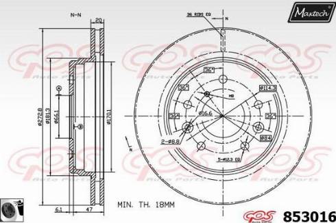 Maxtech 853016.0060 - Тормозной диск autospares.lv