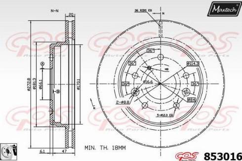 Maxtech 853016.0080 - Тормозной диск autospares.lv