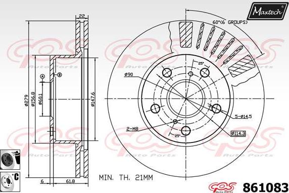 Maxtech 853016 - Тормозной диск autospares.lv