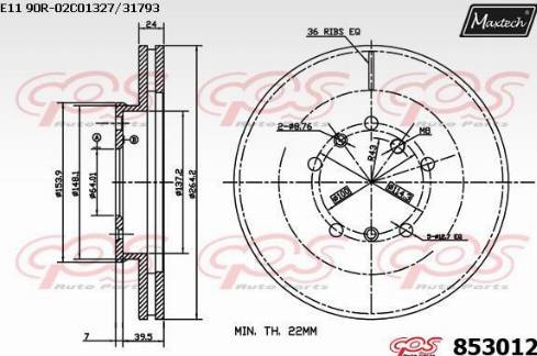 Maxtech 853012.0000 - Тормозной диск autospares.lv