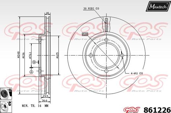 Maxtech 853012 - Тормозной диск autospares.lv