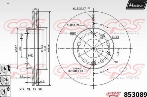 Maxtech 853089.6880 - Тормозной диск autospares.lv