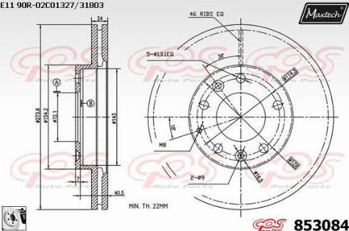 Maxtech 853084.0080 - Тормозной диск autospares.lv