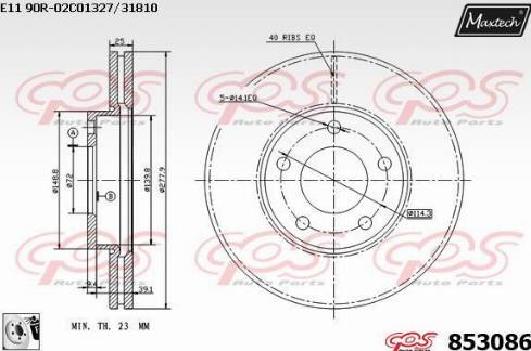 Maxtech 853086.0080 - Тормозной диск autospares.lv