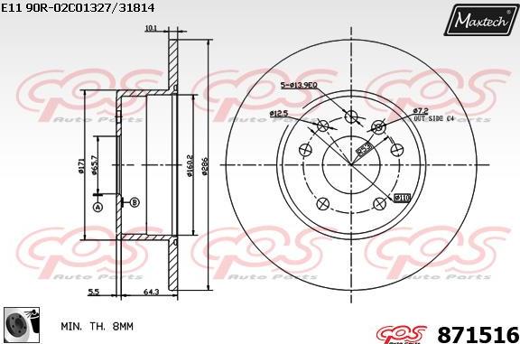 Maxtech 853086 - Тормозной диск autospares.lv