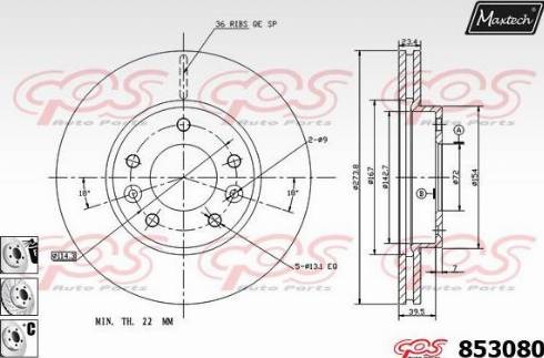 Maxtech 853080.6880 - Тормозной диск autospares.lv