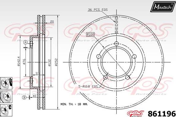 Maxtech 853080 - Тормозной диск autospares.lv