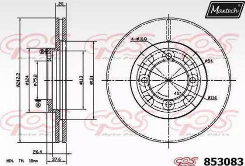 Maxtech 853083.6880 - Тормозной диск autospares.lv