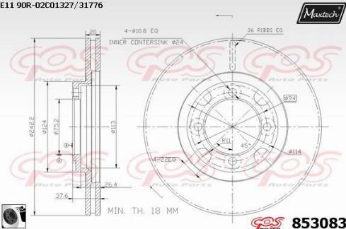 Maxtech 853083.0060 - Тормозной диск autospares.lv