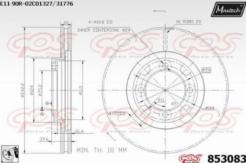 Maxtech 853083.0080 - Тормозной диск autospares.lv