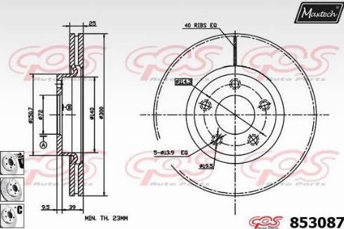 Maxtech 853087.6880 - Тормозной диск autospares.lv