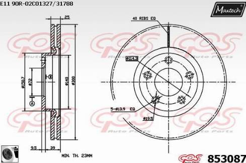 Maxtech 853087.0060 - Тормозной диск autospares.lv