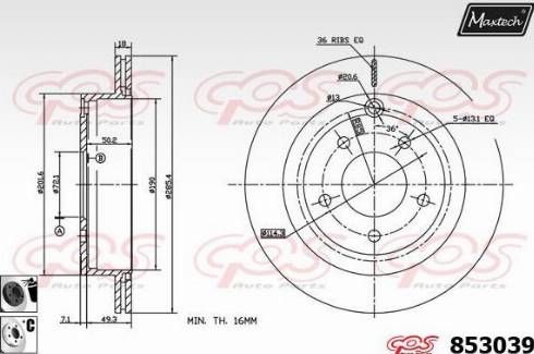 Maxtech 853039.6060 - Тормозной диск autospares.lv