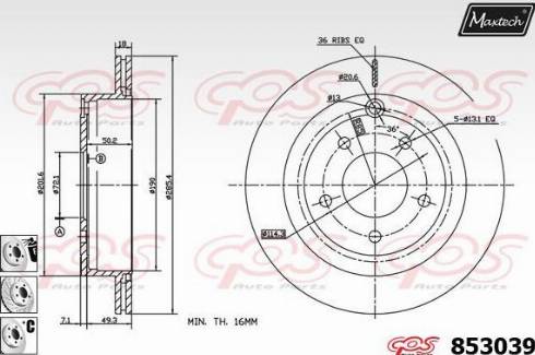 Maxtech 853039.6980 - Тормозной диск autospares.lv