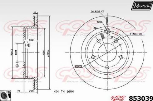 Maxtech 853039.0060 - Тормозной диск autospares.lv