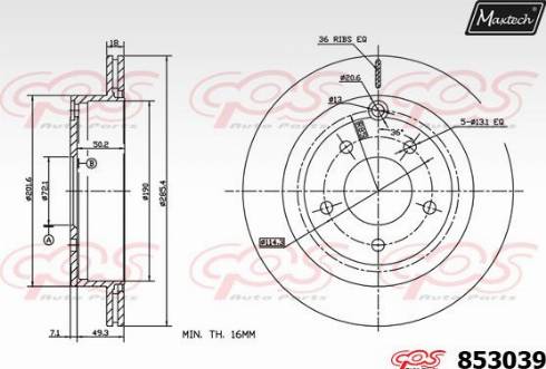 Maxtech 853039.0000 - Тормозной диск autospares.lv