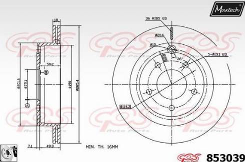 Maxtech 853039.0080 - Тормозной диск autospares.lv