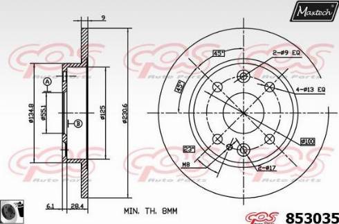 Maxtech 853035.0060 - Тормозной диск autospares.lv