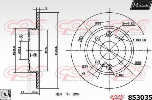 Maxtech 853035.0080 - Тормозной диск autospares.lv