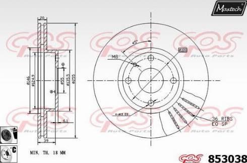 Maxtech 853038.6060 - Тормозной диск autospares.lv