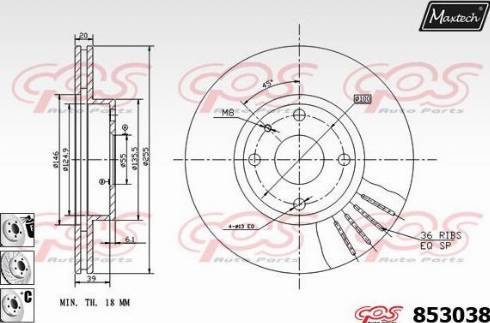 Maxtech 853038.6980 - Тормозной диск autospares.lv