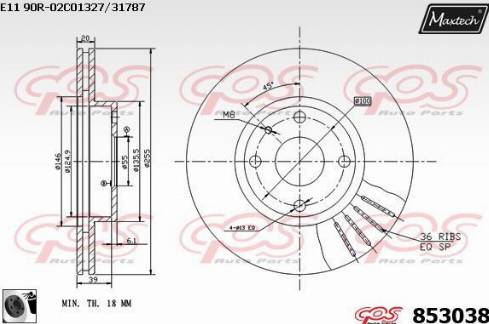 Maxtech 853038.0060 - Тормозной диск autospares.lv