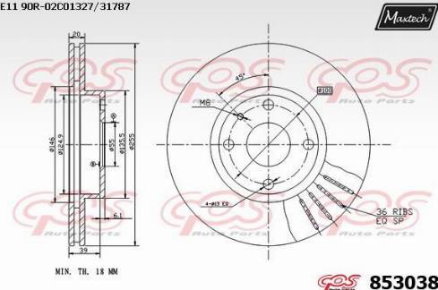 Maxtech 853038.0000 - Тормозной диск autospares.lv