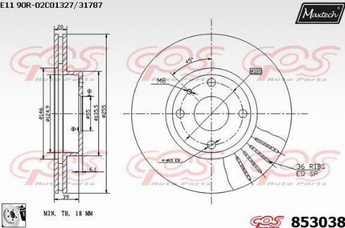 Maxtech 853038.0080 - Тормозной диск autospares.lv