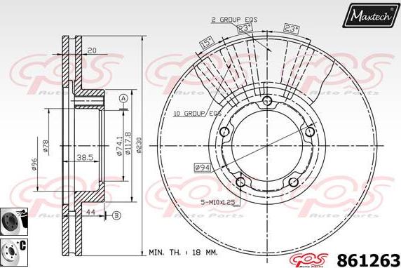 Maxtech 853038 - Тормозной диск autospares.lv