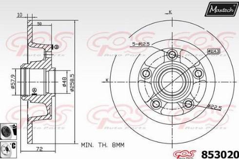 Maxtech 853020.6060 - Тормозной диск autospares.lv