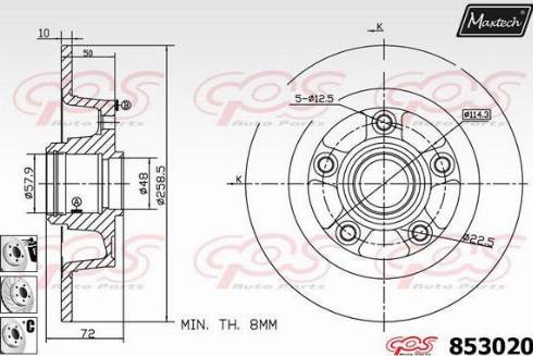 Maxtech 853020.6880 - Тормозной диск autospares.lv