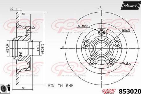 Maxtech 853020.0060 - Тормозной диск autospares.lv