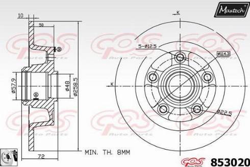 Maxtech 853020.0080 - Тормозной диск autospares.lv