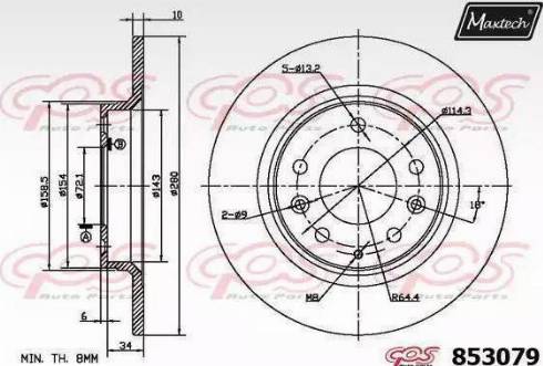 Maxtech 853079.0000 - Тормозной диск autospares.lv