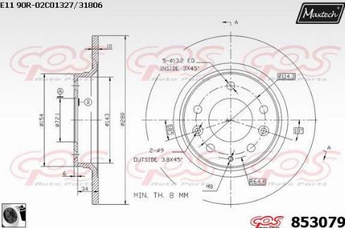 Maxtech 853079.0060 - Тормозной диск autospares.lv