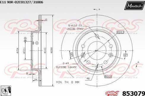 Maxtech 853079.0080 - Тормозной диск autospares.lv