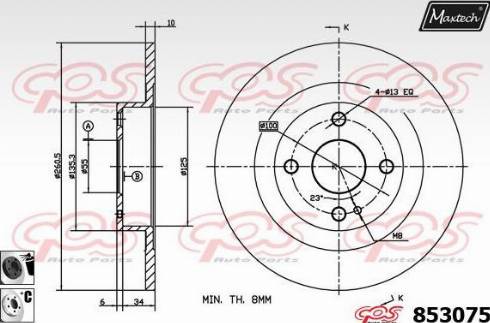 Maxtech 853075.6060 - Тормозной диск autospares.lv