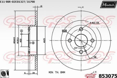 Maxtech 853075.0060 - Тормозной диск autospares.lv