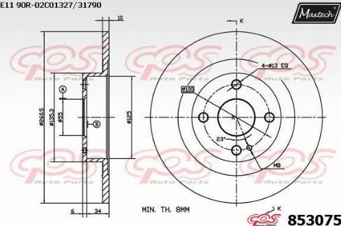 Maxtech 853075.0000 - Тормозной диск autospares.lv