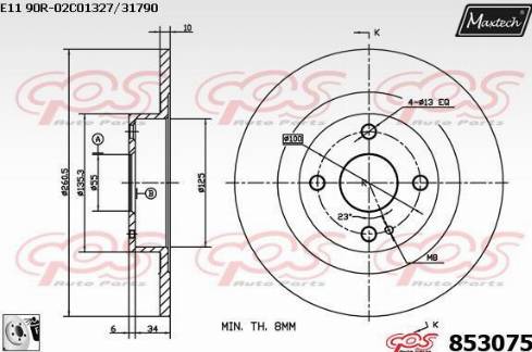 Maxtech 853075.0080 - Тормозной диск autospares.lv