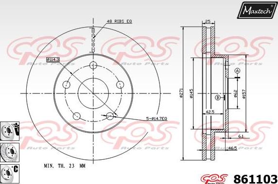 Maxtech 853075 - Тормозной диск autospares.lv