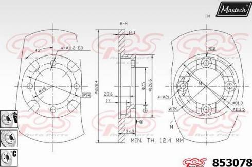 Maxtech 853078.6880 - Тормозной диск autospares.lv