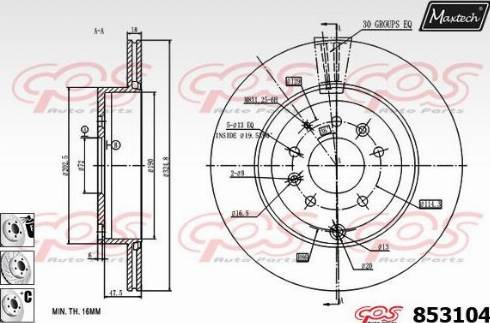 Maxtech 853104.6880 - Тормозной диск autospares.lv