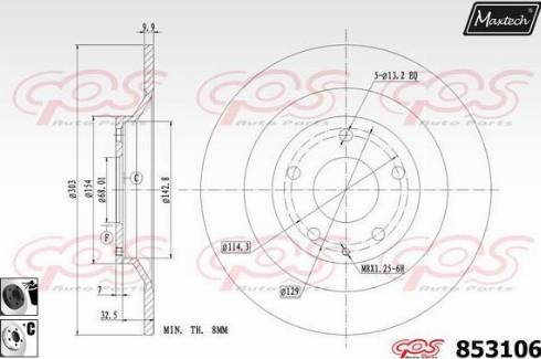 Maxtech 853106.6060 - Тормозной диск autospares.lv