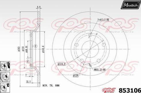 Maxtech 853106.6880 - Тормозной диск autospares.lv