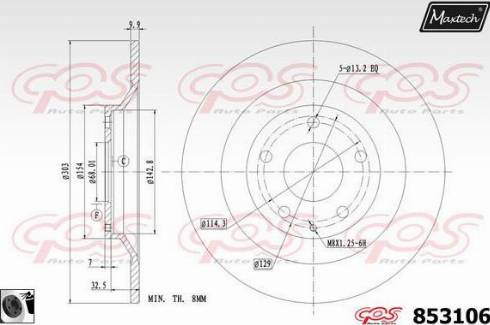 Maxtech 853106.0060 - Тормозной диск autospares.lv