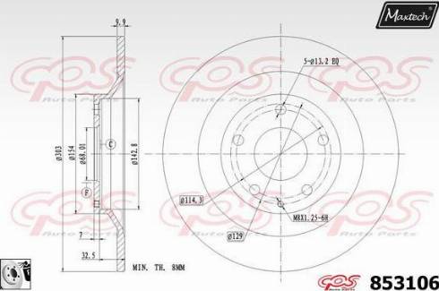 Maxtech 853106.0080 - Тормозной диск autospares.lv