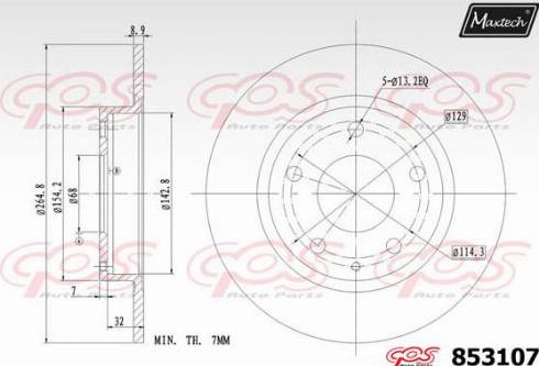 Maxtech 853107.0000 - Тормозной диск autospares.lv