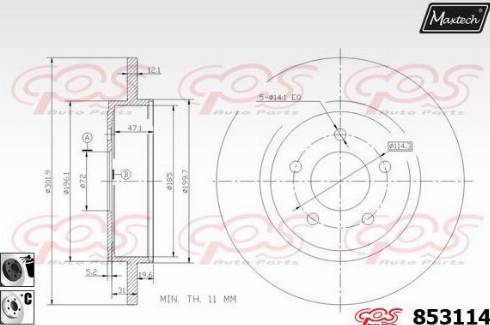 Maxtech 853114.6060 - Тормозной диск autospares.lv